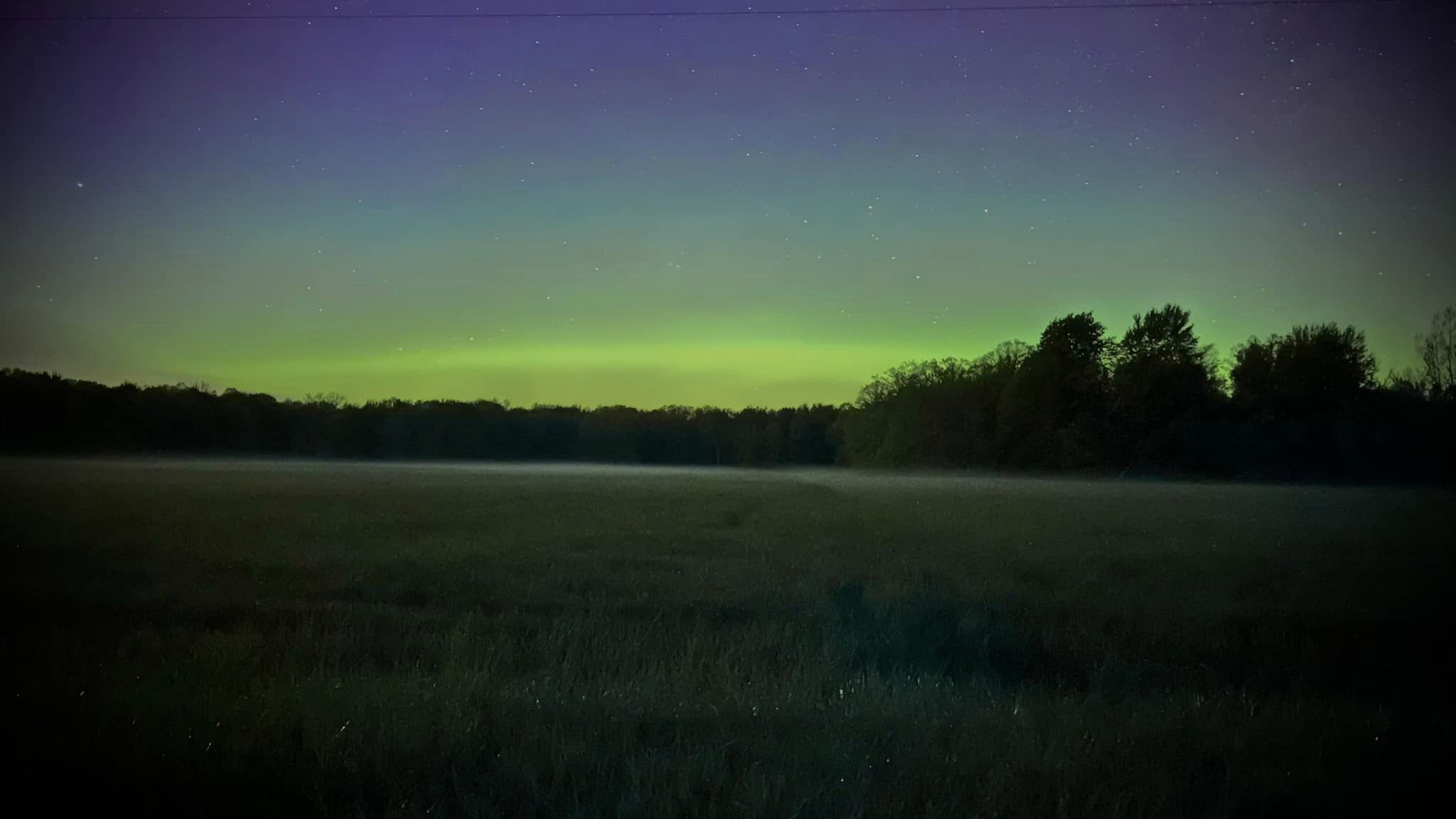Northern lights near Sleeping Bear Dunes. Glen Arbor, Michigan.